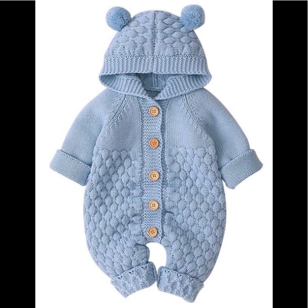 Cable knit bear onesie